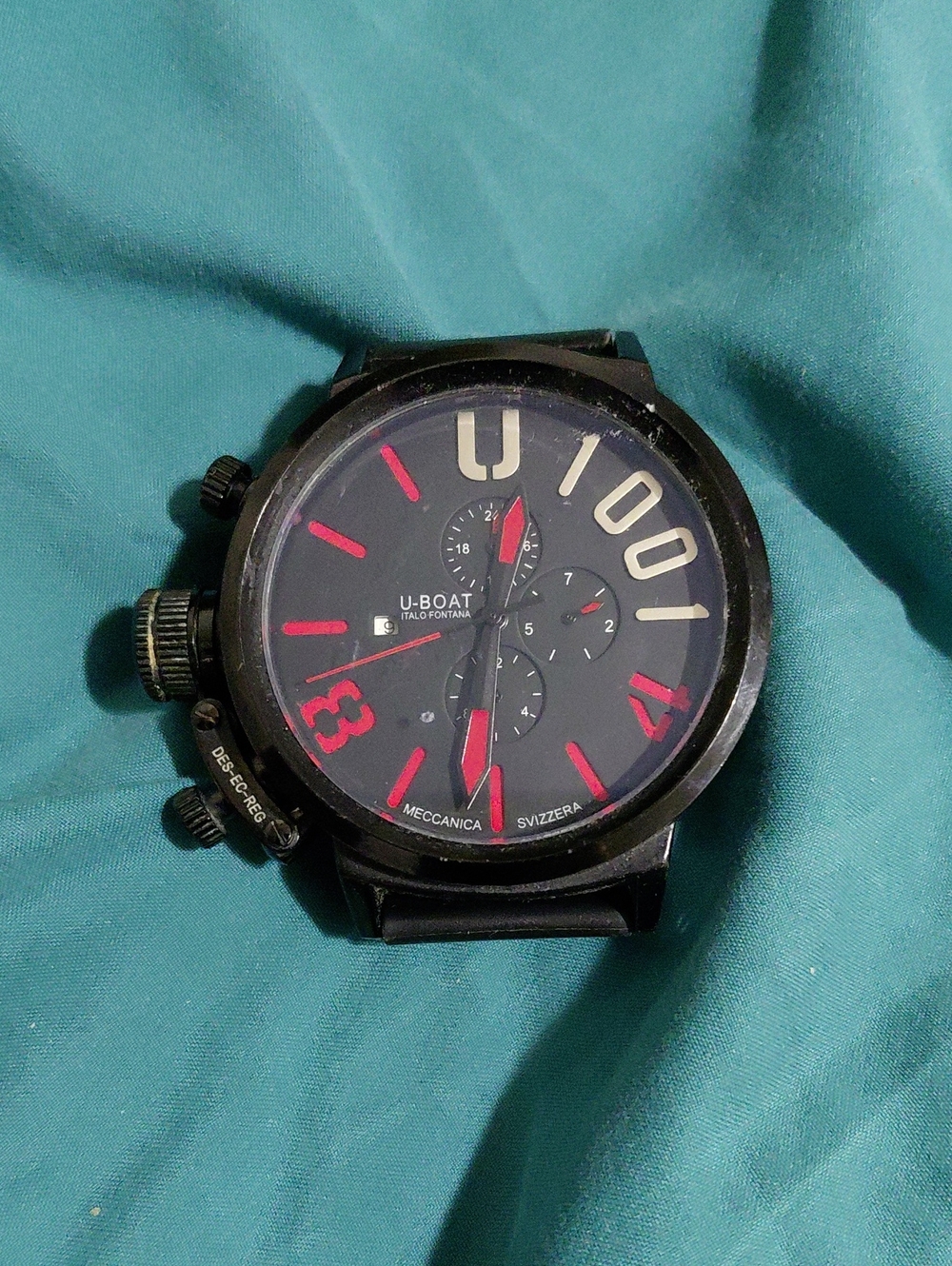U-Boat Black Watch with Red Markers Model Is U 1001